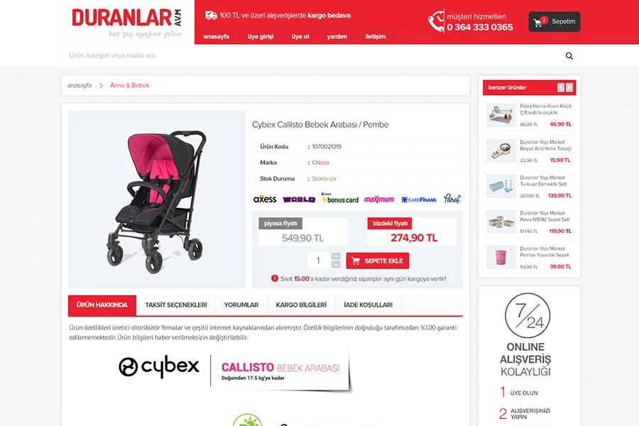Duranlar - E-Ticaret Arayüz Tasarımı