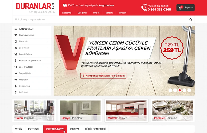 Duranlar - E-Ticaret Arayüz Tasarımı